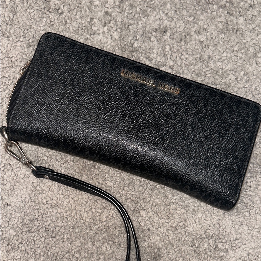 Michael Kors Black Textured Wristlet